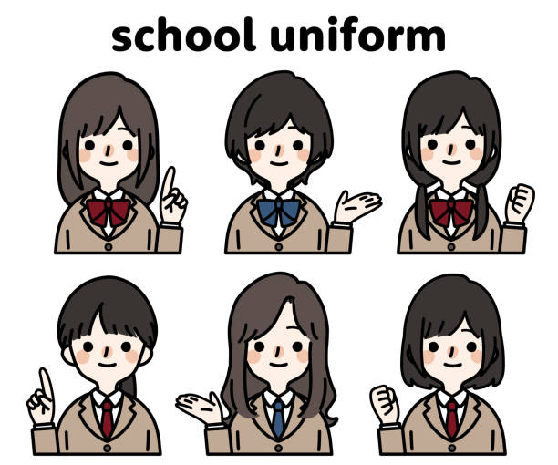 Simple and cute schoolgirl illustration Simple and cute schoolgirl illustration schoolgirl uniform stock illustrations