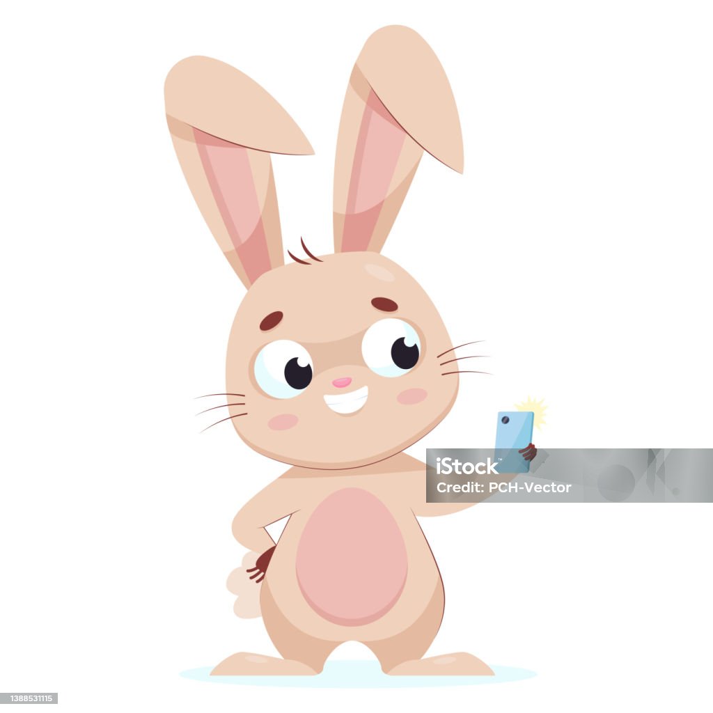 Chú Thỏ Dễ Thương Chụp Ảnh Tự Sướng Trên Điện Thoại Hoạt Hình ...