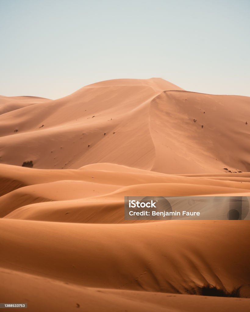 Sand Dunes in Sahara Merzouga Sand Dune Stock Photo