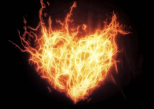 istock 3D illustration of a burning heart-shaped flame 1388536369