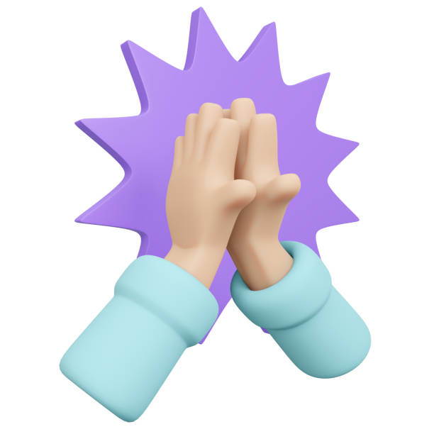 istock 3D Rendering of hand hi five isolate on white background. 3D Render illustration cartoon style. 1388540821
