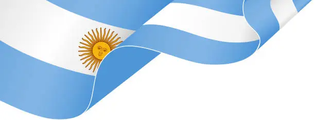 Vector illustration of Argentina flag wave  isolated  on white or transparent background,Symbol Argentina,template for banner,card,advertising ,promote,and business matching country poster, vector illustration