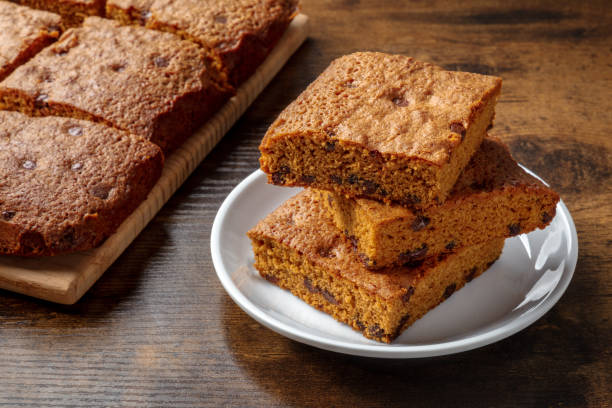 istock Blondie brownie dessert bars with chocolate chips on a wooden table 1388542840