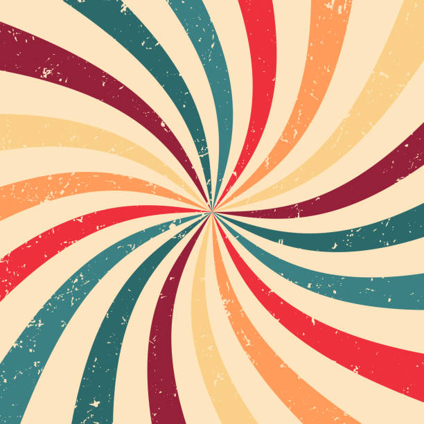 istock Retro background with curved, rays or stripes in the center. Rotating, spiral stripes. Sunburst or sun burst retro background. Turquoise and red colors. Vector illustration. 1388543086
