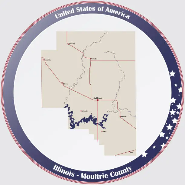 Vector illustration of Map of Moultrie County in Illinois