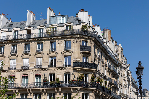 Facade of a Haussmannian building in Paris