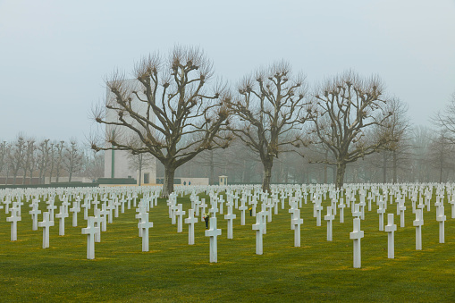 Margraten,Holland,27-march-2022:the Netherlands American Cemetery in Margraten, Holland,the only American military cemetery in the Netherlands,where rest 8288 of our military dead