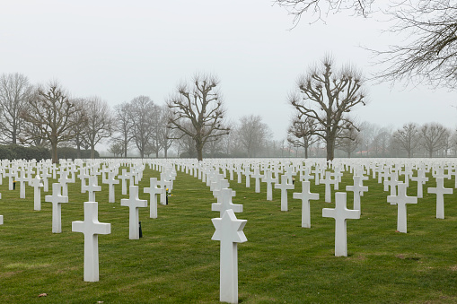 Margraten,Holland,27-march-2022:the Netherlands American Cemetery in Margraten, Holland,the only American military cemetery in the Netherlands,where rest 8288 of our military dead