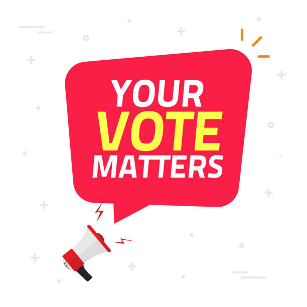 Your vote voice matters text from megaphone vector or politics election campaign and fighting for rights public speaker protest concept flat cartoon icon illustration, loud announcement bullhorn Your vote voice matters text from megaphone vector or politics election campaign and fighting for rights public speaker protest concept flat cartoon icon illustration, loud announcement bullhorn image publicity event stock illustrations