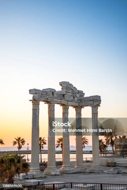 Ruins Of The Temple Of Apollo In The Ancient City Of Side Side Antalya Turkey Stock Photo - Download Image Now