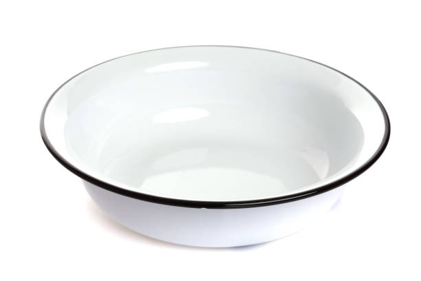 istock blue enamel bowl with a black border on a white isolated background 1388551656