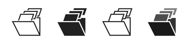 Folder icon set. Folder with files icons. Vector illustration. Folder icon set. Folder with files icons. Vector illustration. Eps 10. open access repository stock illustrations