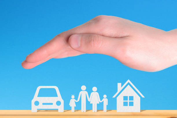 istock Life, home and auto insurance with protection concept 1388555159