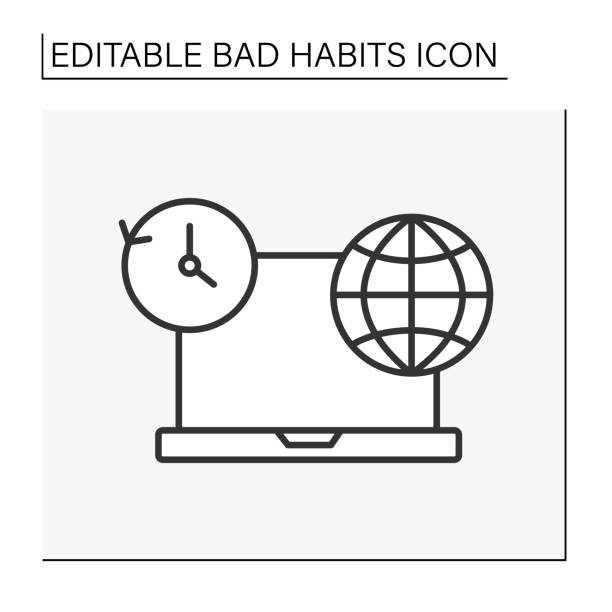 ikona linii uzależnienia od internetu - rudeness risk computer business stock illustrations