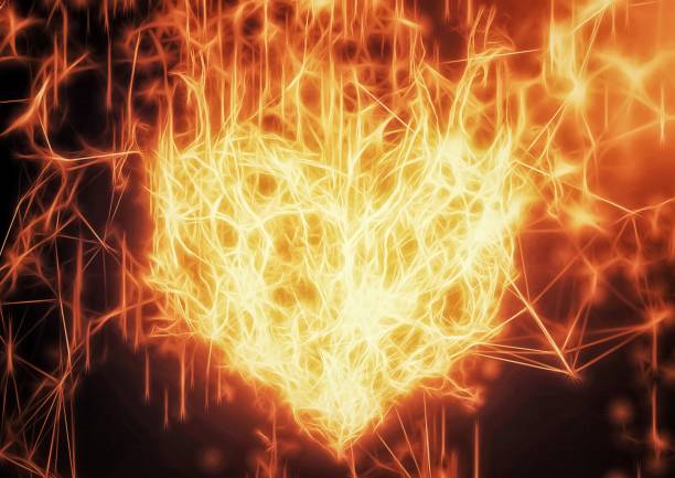 istock 3D illustration of a burning heart-shaped flame 1388560386