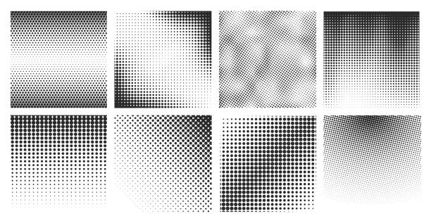 Halftone gradient effect. Black halftones gradients, dots patterns background. Abstract stipple noise textures, pop art design. Grain fades exact vector elements Halftone gradient effect. Black halftones gradients, dots patterns background. Abstract stipple noise textures, pop art design. Grain fades exact vector. Illustration of background effect pattern pointillism stock illustrations