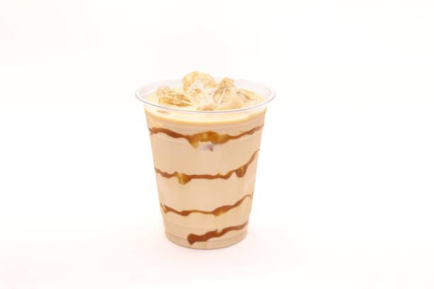 istock Caramel iced latte served in a disposable coffee cup. 1388569829
