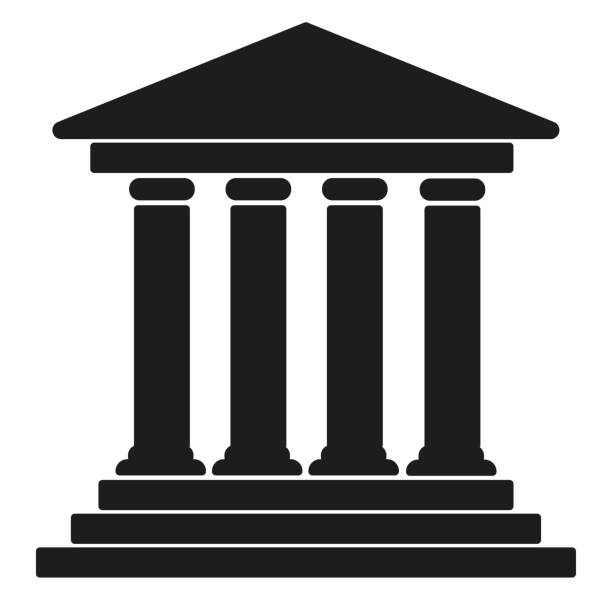 Print Parthenon icon. Court or bank building icon. vector icon illustration. banking silhouettes stock illustrations