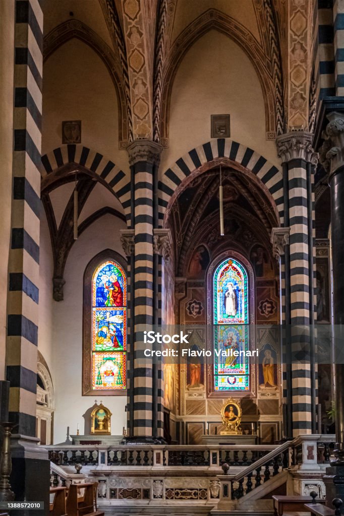 Cathedral of Prato - Tuscany Interior of the Cathedral of Santo Stefano in Prato Architectural Feature Stock Photo