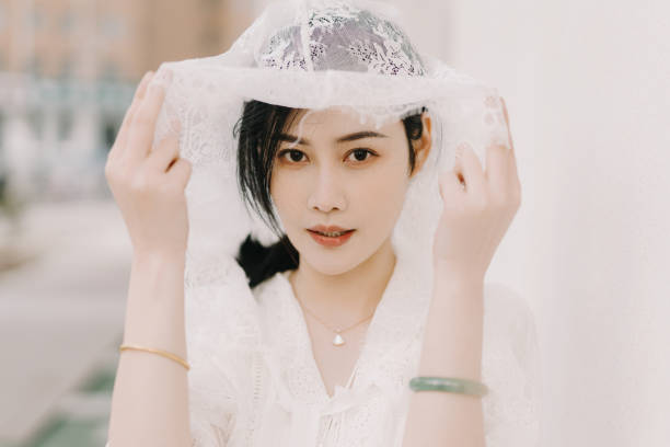 Central Asian beauty in white