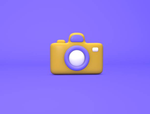 istock Camera Yellow Colored Illustration on Blue Bg 3d render illustration 1388580887