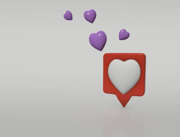 istock Like with beautiful Hearts written Follow 3D render image 1388581061