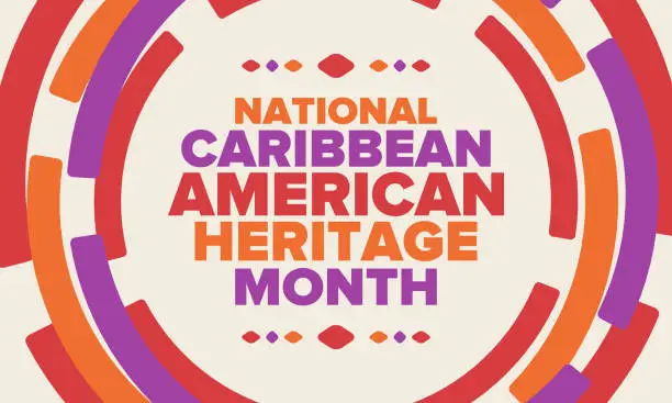 Vector illustration of Caribbean American Heritage Month in June. Culture Month to the people of America. Celebrate annual with festival. Happy holiday. Poster, card, banner and background. Vector illustration