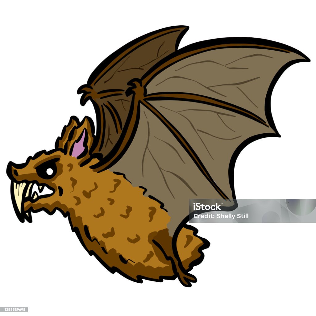 Cartoon Vampire Bat With Fangs Flying Illustration for Halloween Vampire Bat stock vector