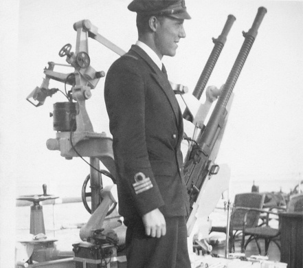 Navy officer on the bridge of a warship.