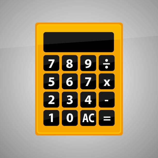 Orange calculator. Vector icon on grey background. Orange calculator. Vector icon on grey background. budget cuts stock illustrations