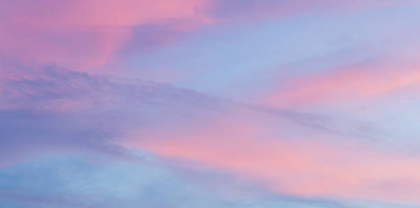 Beautiful soft pastel long panorama clouds sky