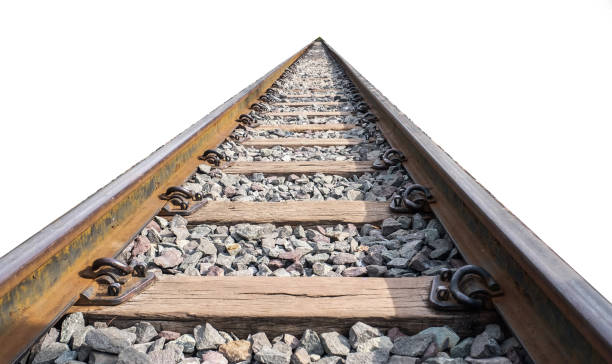 istock railroad track on a white background 1388600471