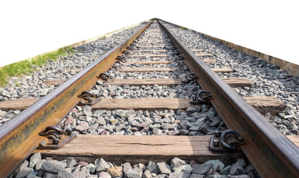 istock railroad track on a white background 1388600473