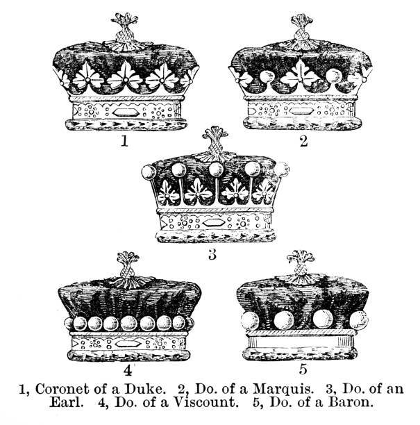 ilustrações, clipart, desenhos animados e ícones de variedade de coroas, coronet de um duque, marquês, conde, visconde, barão - peerage title