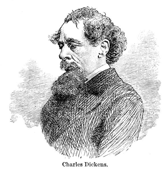 illustrazioni stock, clip art, cartoni animati e icone di tendenza di charles dickens - charles dickens