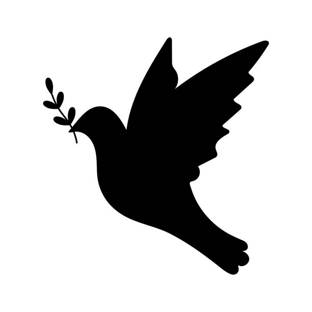 ilustrações de stock, clip art, desenhos animados e ícones de flying bird with brunch. - freedom praying spirituality silhouette