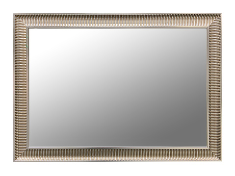 Patterned framed mirror isolated on the white background (Clipping Path)