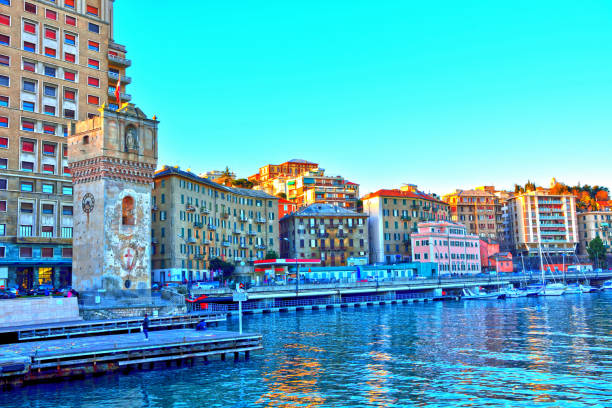 the port area and the center of Savona Liguria Italy