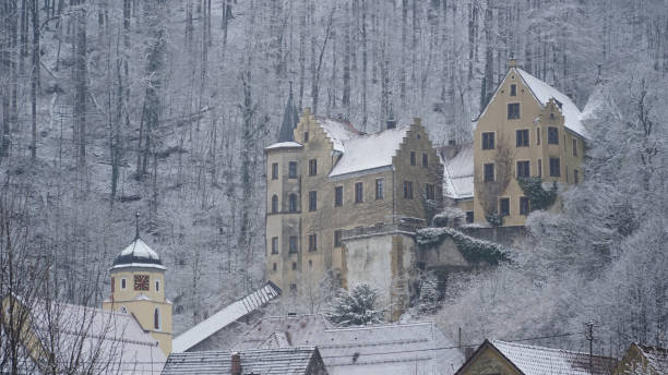 istock Cold winter landscapes on the Albsteig hiking path in Germany. 1388609519