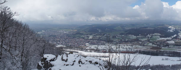 istock Cold winter landscapes on the Albsteig hiking path in Germany. 1388610109