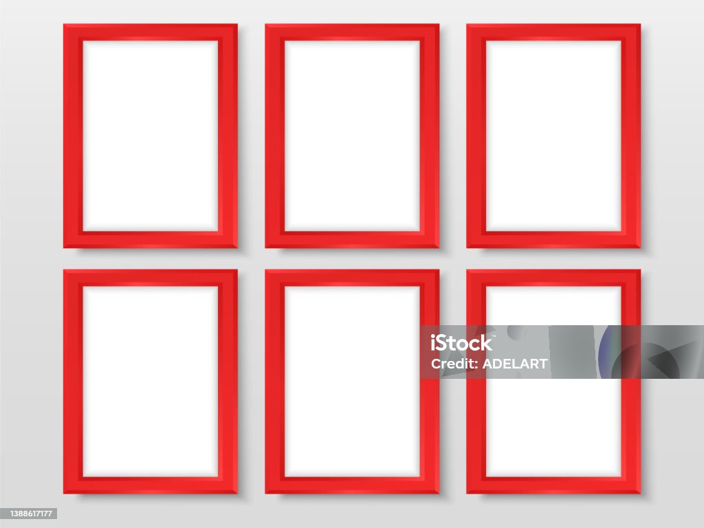 Frames Set Realistic Vector Red Photo Frames Ready For Your Design ...