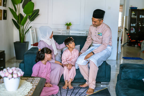 istock Muslim family portrait for eid mubarak 1388618424