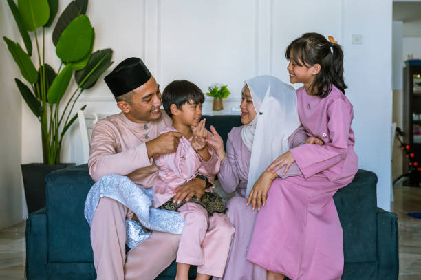 istock Muslim family portrait for eid mubarak 1388618501