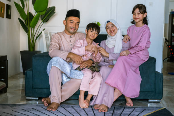 istock Muslim family portrait for eid mubarak 1388618502