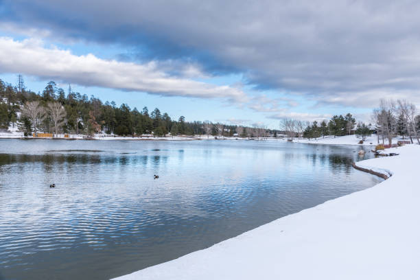 People don't normally think of Arizona as a place that gets much snow in the winter.  This scene was photographed in Northern Arizona at the town of Flagstaff.  At 7000 feet elevation, snow falls often here in the winter, sometimes accumulating one to two feet at a time.