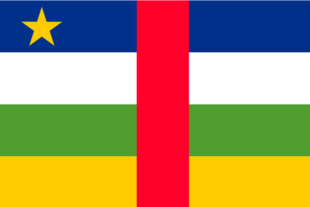 National Flag of Central African Republic Vector illustration of the flag of Central African Republic. Horizontal format. Flag file is in official RGB color space for accurate representation on digital and rgb based print media. Fully editable and scalable vector eps 10 format and high resolution jpg. central africa stock illustrations