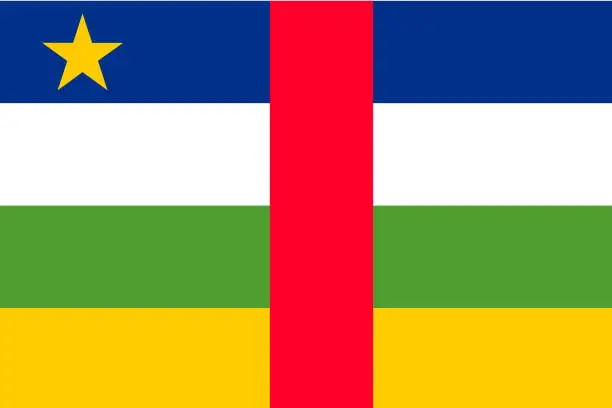 Vector illustration of National Flag of Central African Republic