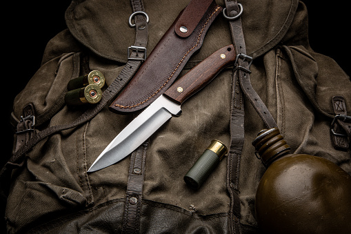 Knives of wooden table