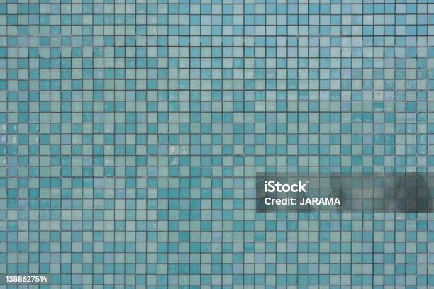 Texture Of A Teal Wall Background Stock Photo - Download Image Now - Tiled Floor, Tile, Teal