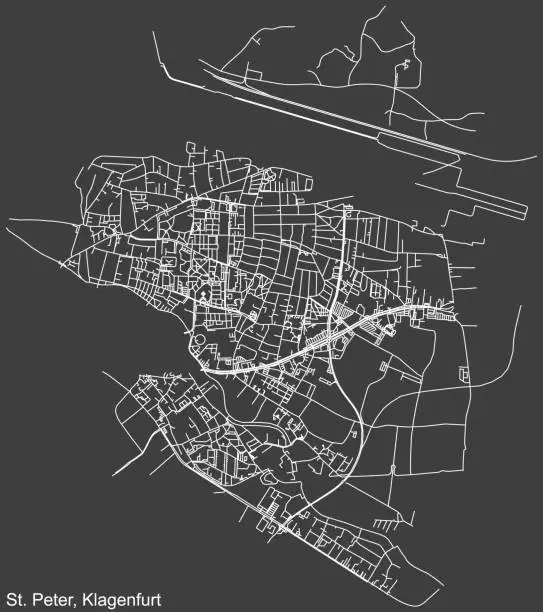 Vector illustration of Street roads map of the ST. PETER DISTRICT, KLAGENFURT